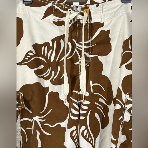 Quiksilver Men's Unlined Swim Trunks Size 36 Brown Leaf Print - Picture 14 of 15